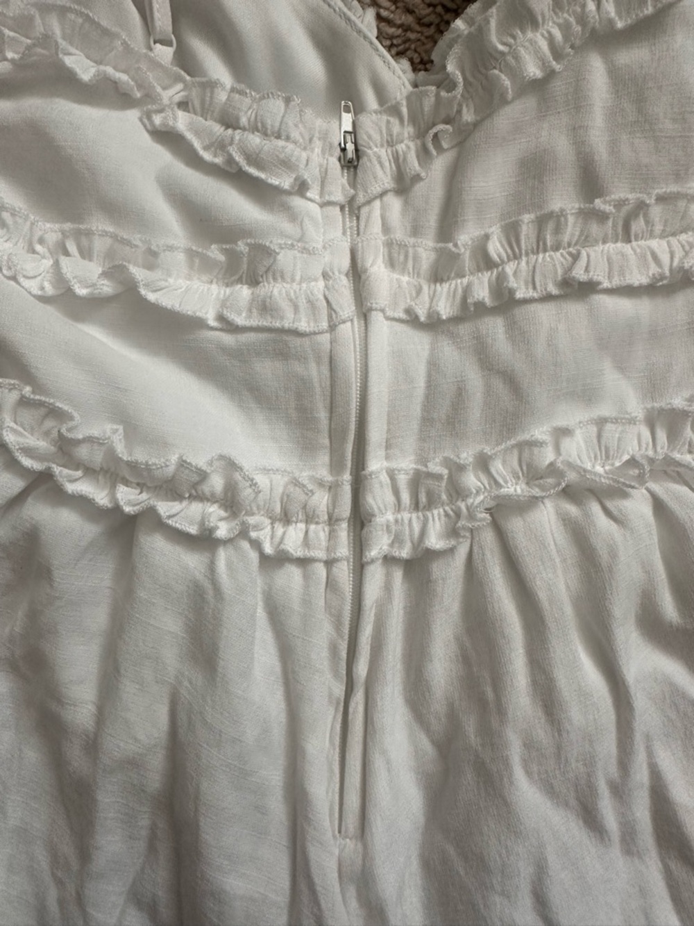 White Ruffle Linen Romper - Picture 3 of 3